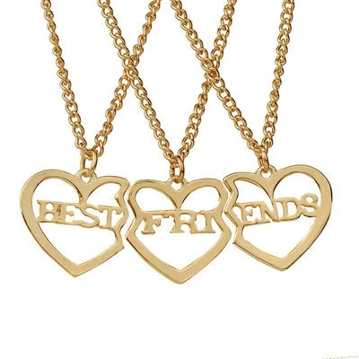 Unique necklaces and pendants with vintage-inspired designs for timeless appeal-Trio Heart Friendship Pendant BFF Necklaces