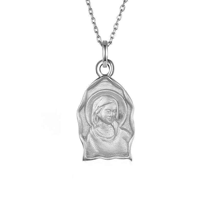 Necklaces and pendants with zodiac constellation designs for an astrological touch-S925 Vintage Virgin Mary Sisters Collarbone Chain Virgencita Necklace