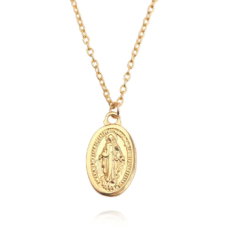 Best necklaces and pendants with statement designs for a fashionable accessory-Vintage Gold & Silver Virgin Mary Charm Chain Virgencita Necklace