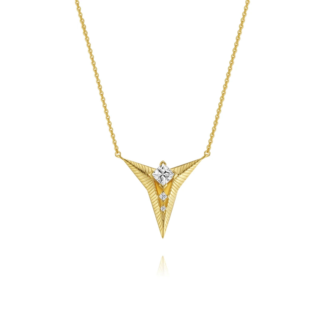 Elegant necklaces and pendants with gold chains for a chic, timeless appearance-Triangle Cubic Zirconia Diamond Necklace Falling star Collection Designed by Ida Eckhel