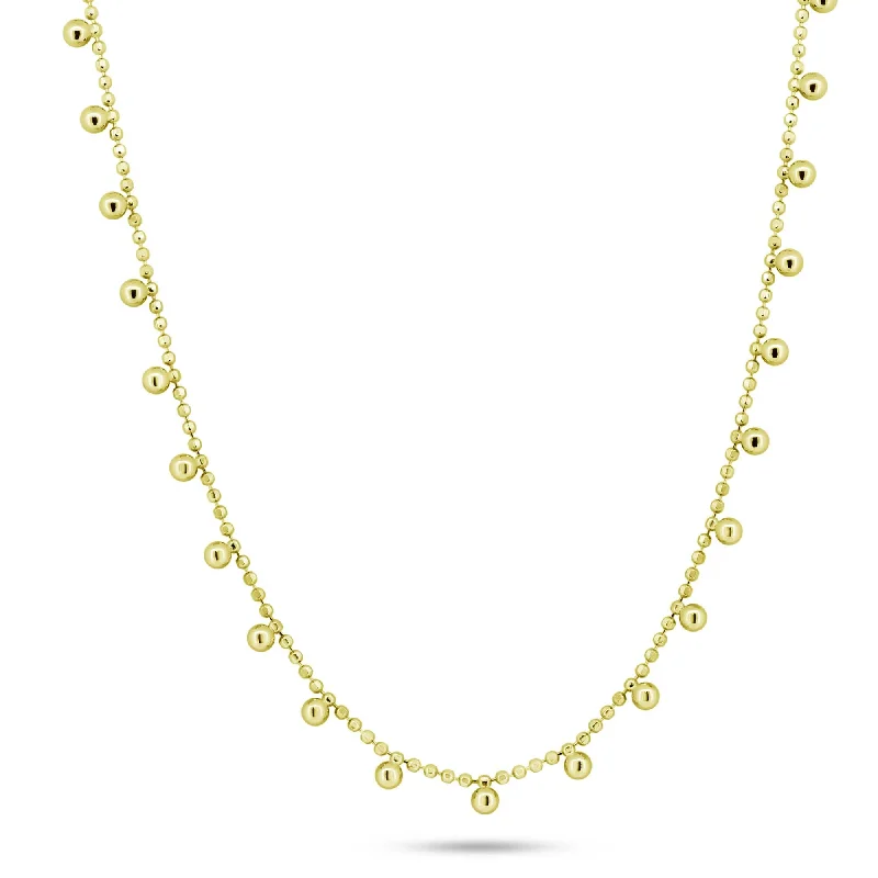 Best necklaces and pendants with minimalist pendants for a sleek, understated look-Gold Plated 925 Sterling Silver Multi Beaded Dangling Necklace - GCP00005-GP