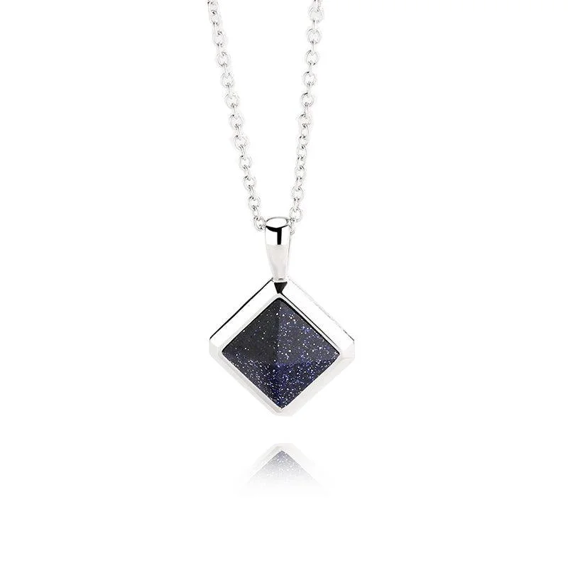 Best necklaces and pendants with art deco elements for a vintage, glamorous design-Sterling Silver Blue Sandstone Necklace