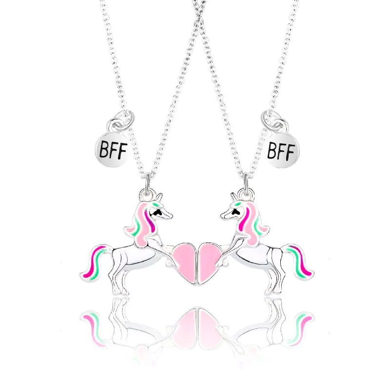 Necklaces and pendants with custom designs for a completely unique jewelry piece-Unicorn Children BFF Necklaces