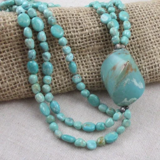 Unique necklaces and pendants with vintage-inspired designs for timeless appeal-Stunning Turquoise Asymmetric Multi-strand Designer Necklace