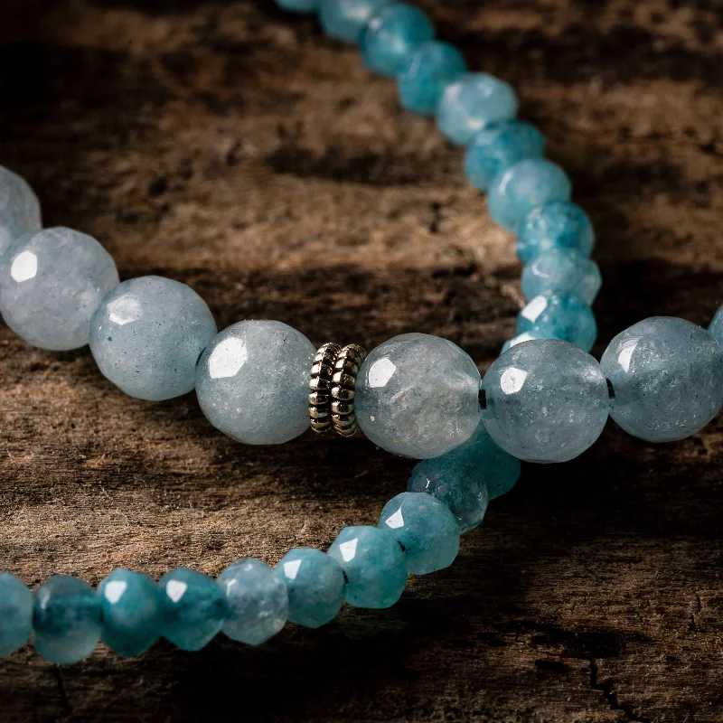 Bracelets with crescent moon for lunar appeal -Aquamarine Jade Natural Gemstone Bracelet