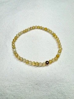 Bracelets with sunstone gems for fiery shine -Yellow Agate Faceted Bracelet with Gold Bead