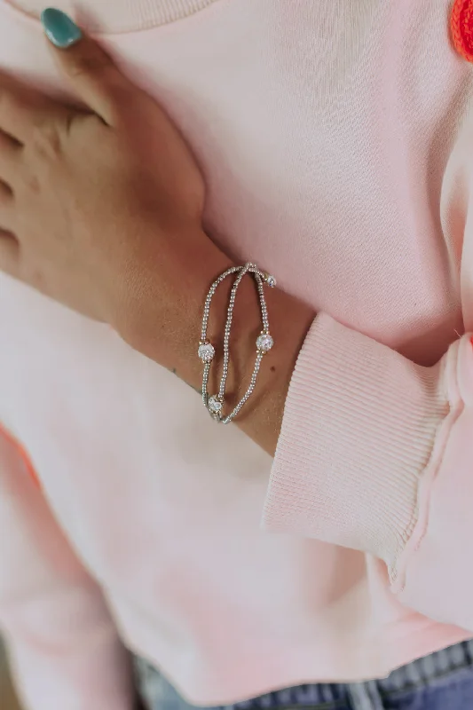 Bracelets with branch patterns for nature flair -Day Date Stack Of 3 Bracelets , Silver