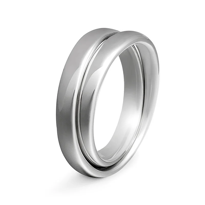 Rings with crescent moon for lunar charm -Continuum Wedding Band