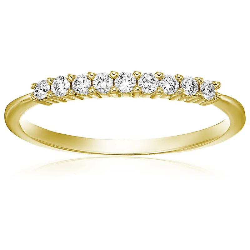 Rings with herkimer diamonds for raw clarity -1/5 cttw Petite Diamond Wedding Band in 10K Gold 9 Stones Round