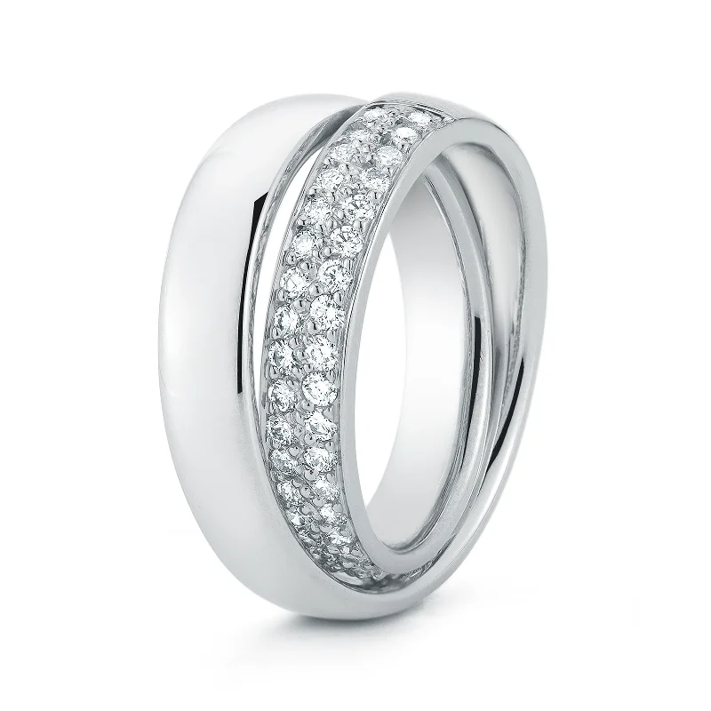 Rings with polished onyx for sleek contrast -Continuum Inside Diamond Pave Wedding Band