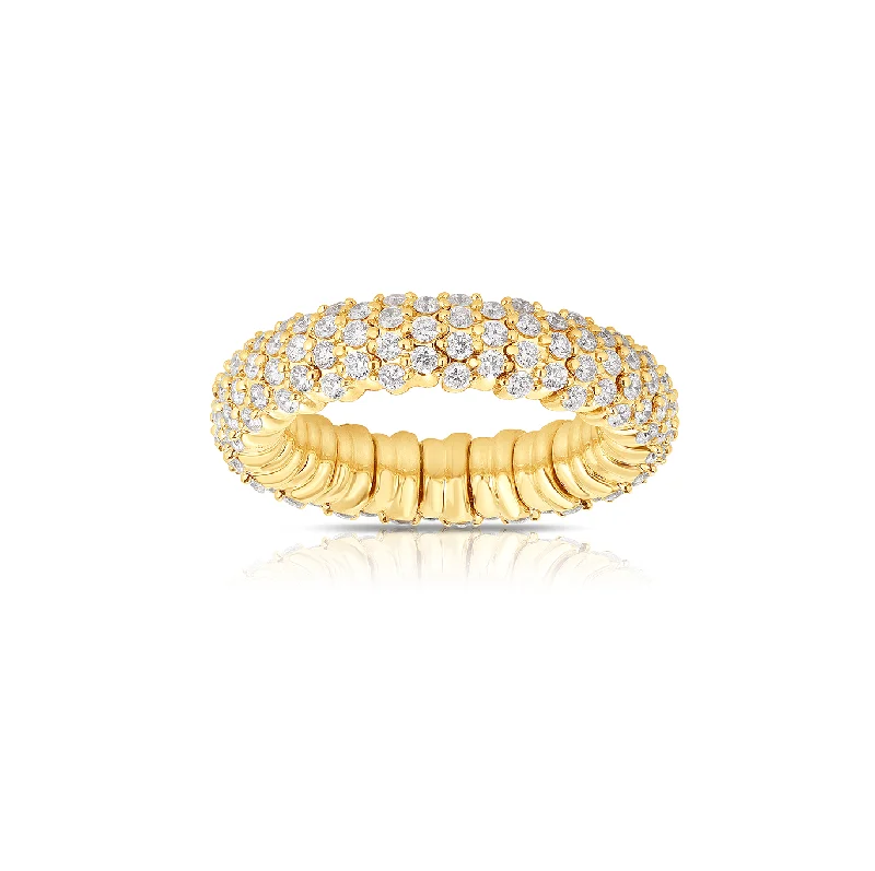 Rings with knot motifs for symbolic love -Sabel Collection Yellow Gold Multi-Row Diamond Eternity Ring