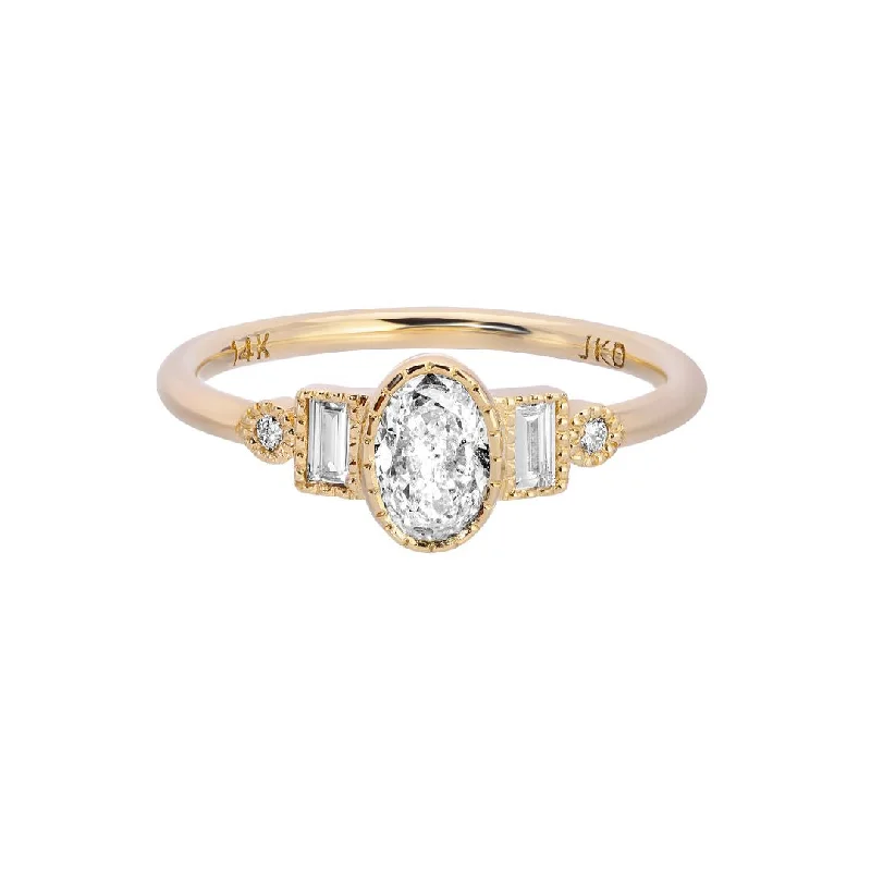 Rings with vintage-inspired rose-cut diamonds -Diamond Oval Bel Canto Ring