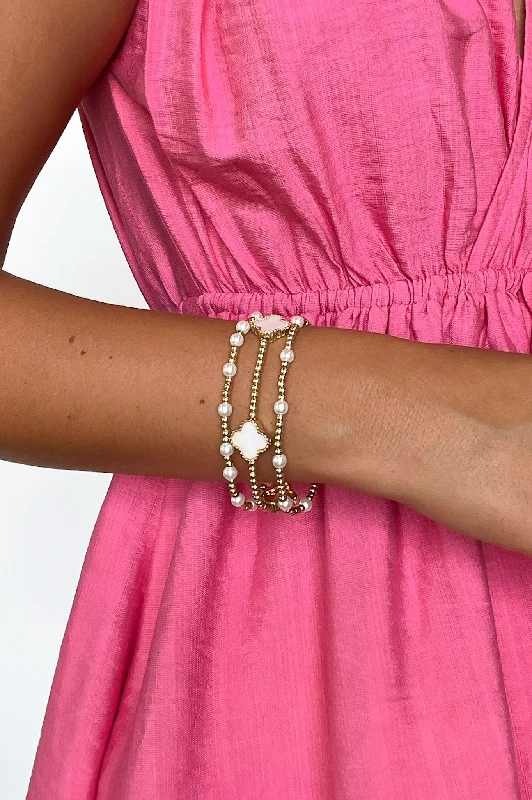 Bracelets with spiral designs for eye-catching twist -Enviable Trend Clover Beaded Bracelet Stack