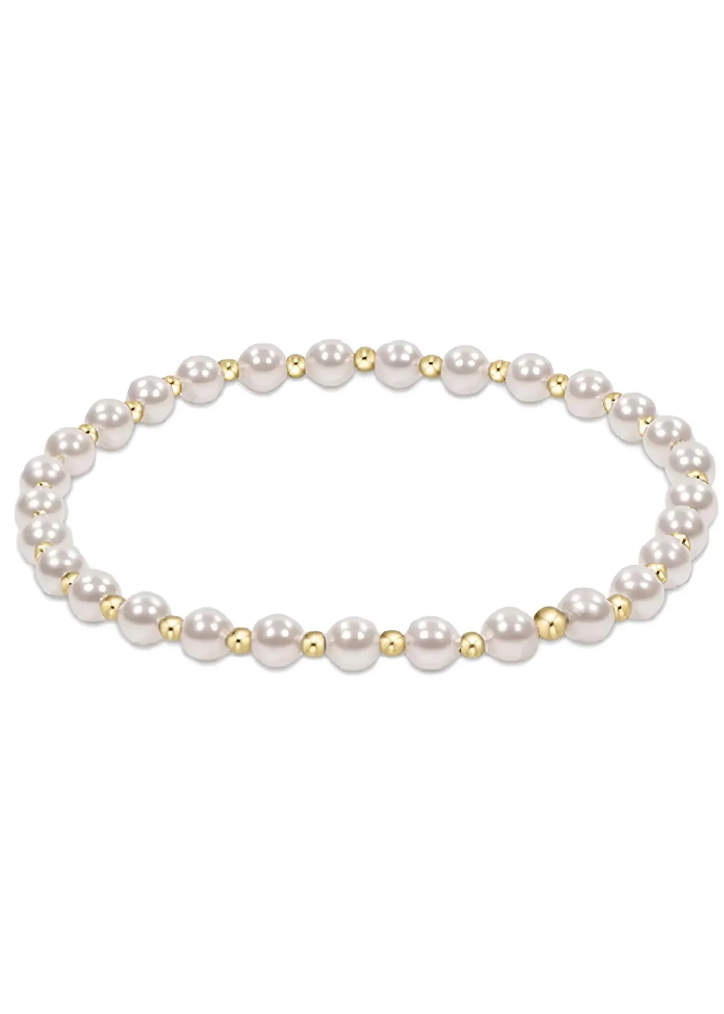 Bracelets with etched floral bands for detail -Classic Grateful 4mm Pearl Bracelet-EN