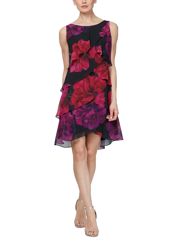 Floral Dresses for Romantic -Womens Floral Flutter Sheath Dress