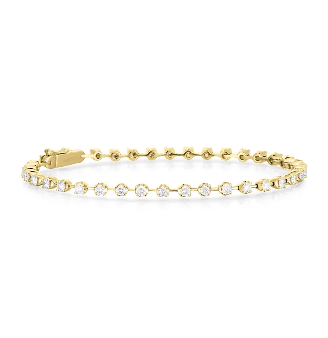 Leather bracelets with adjustable clasp for comfort -Sabel Collection Yellow Gold Petite Bar Tennis Bracelet