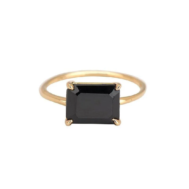 Rings with sleek black agate for edge -East West Onyx Ring