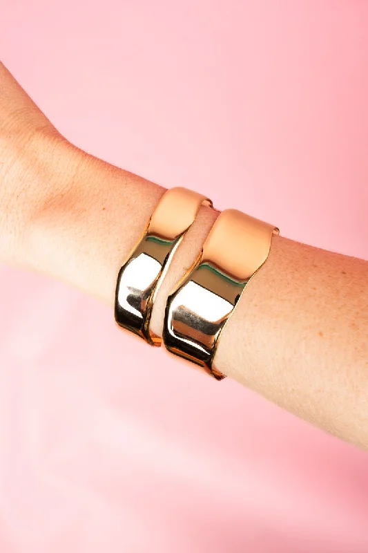 Bangles with vintage oxidized silver for charm -SALE! Crystal Avenue Ava Goldtone Cuff Bracelet