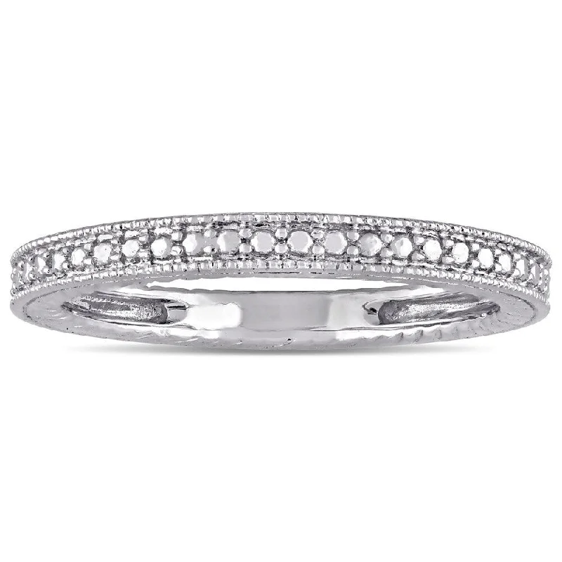 Miadora 14k White Gold Diamond Illusion Wedding Band