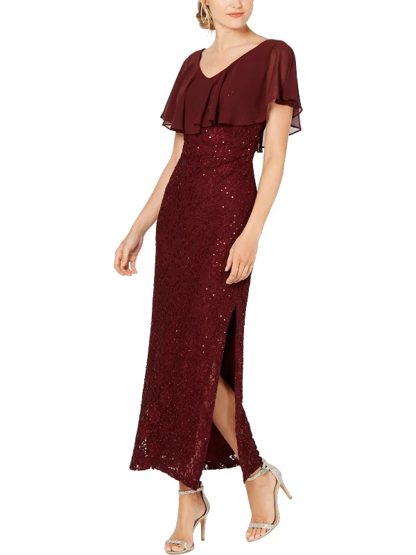 Minimalist Dresses for Simplicity -Womens Lace Sequined Evening Dress