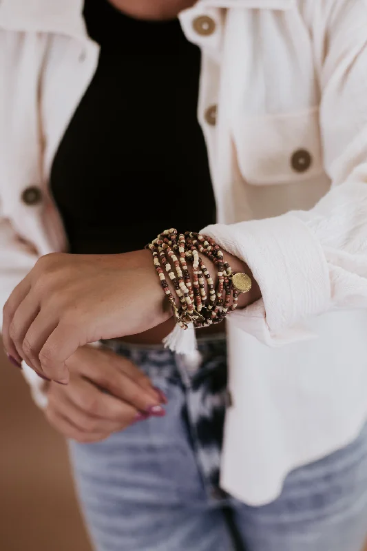 Bracelets with citrine stones for warm tones -Gold Pendant Tassel Bracelet, Natural