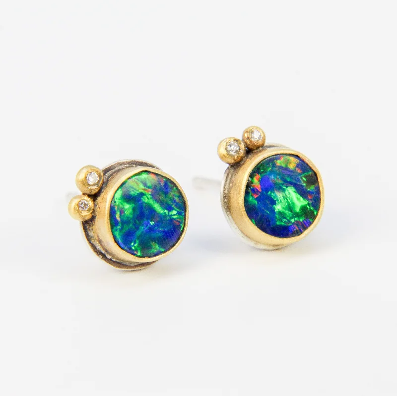 Rings with carved turquoise for artistic flair -NEW! Australian Opal Stud Earring by Ananda Khalsa