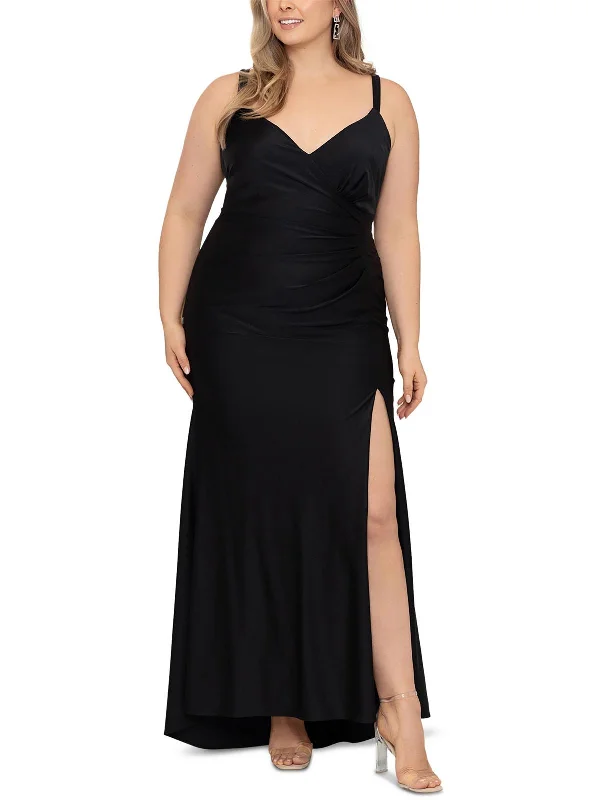 Embroidered Dresses for Detailed -Plus Womens V-Neck Sleeveless Evening Dress