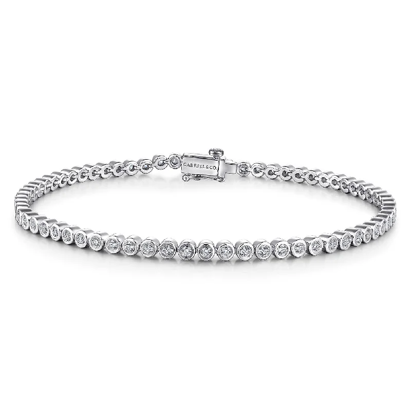 Bangles with rose quartz for soft pink -Bezel Diamond Eternity Tennis Bracelet