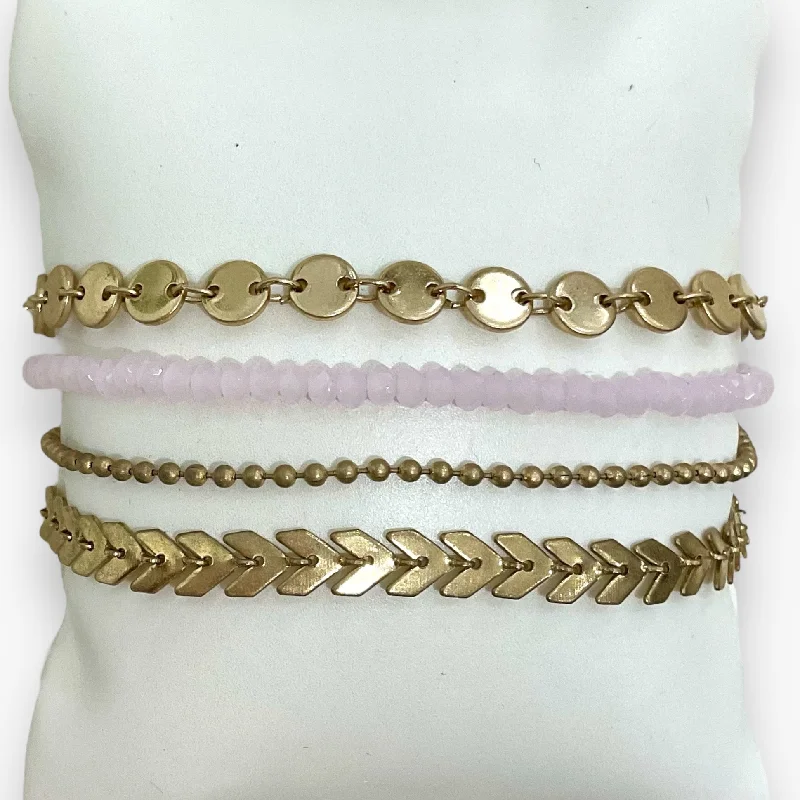 Bracelets with engraved messages for sentiment -Gold and Pink 4 Layered Bracelet