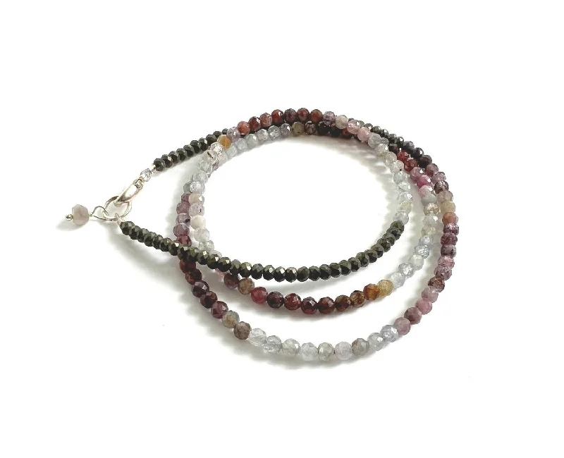 Bracelets with moonstone gems for mystic appeal -ANN LIGHTFOOT - TRIPLE WRAP VARIEGATED SPINEL BRACELET