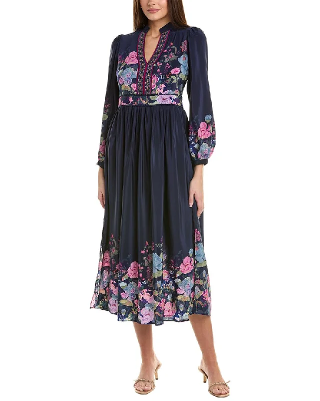 Bohemian Dresses with Tassels -Johnny Was Valeria Silk Maxi Dress