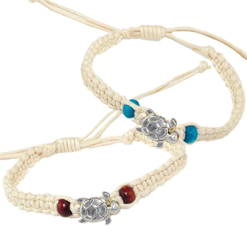 Bracelets with sleek topaz for icy shine -Sea  Turtle Macrame Bracelet