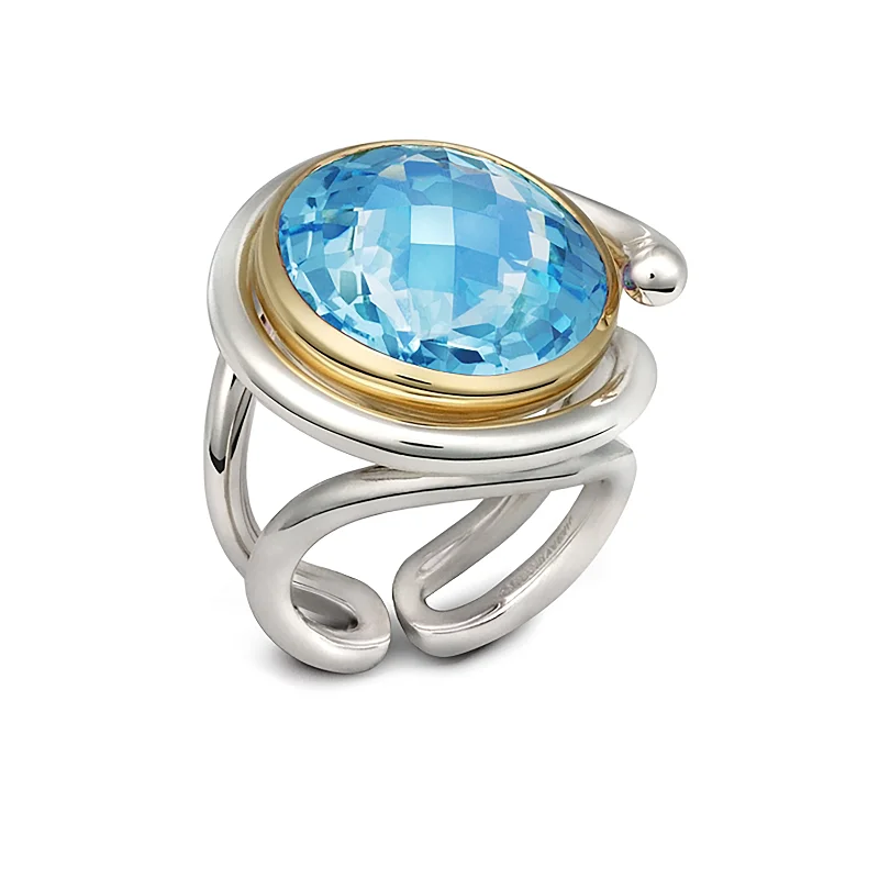 Rings with topaz stones for icy blue -Twizzle Blue Topaz and Sterling Silver Ring