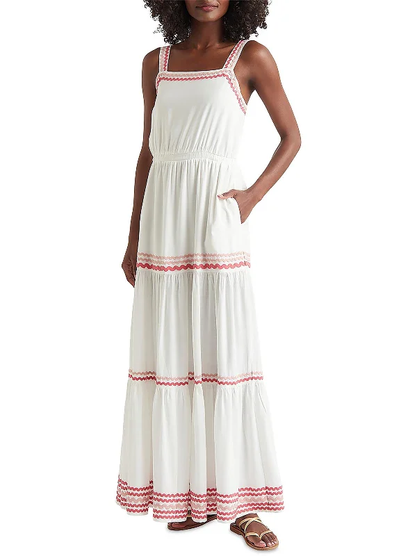 Indian Dresses with Intricacy -Riviera Womens Rick Rack Trim Elastic Maxi Dress