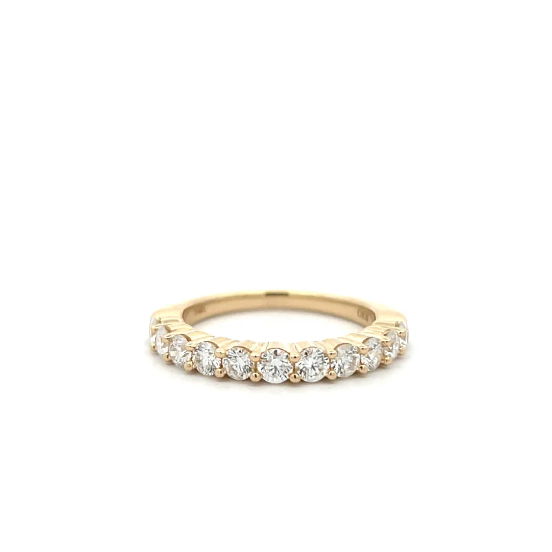 Rings with engraved constellations for stargazers -14K Yellow Gold 1.00ctw Round Diamond Eleven Stone Wedding Band