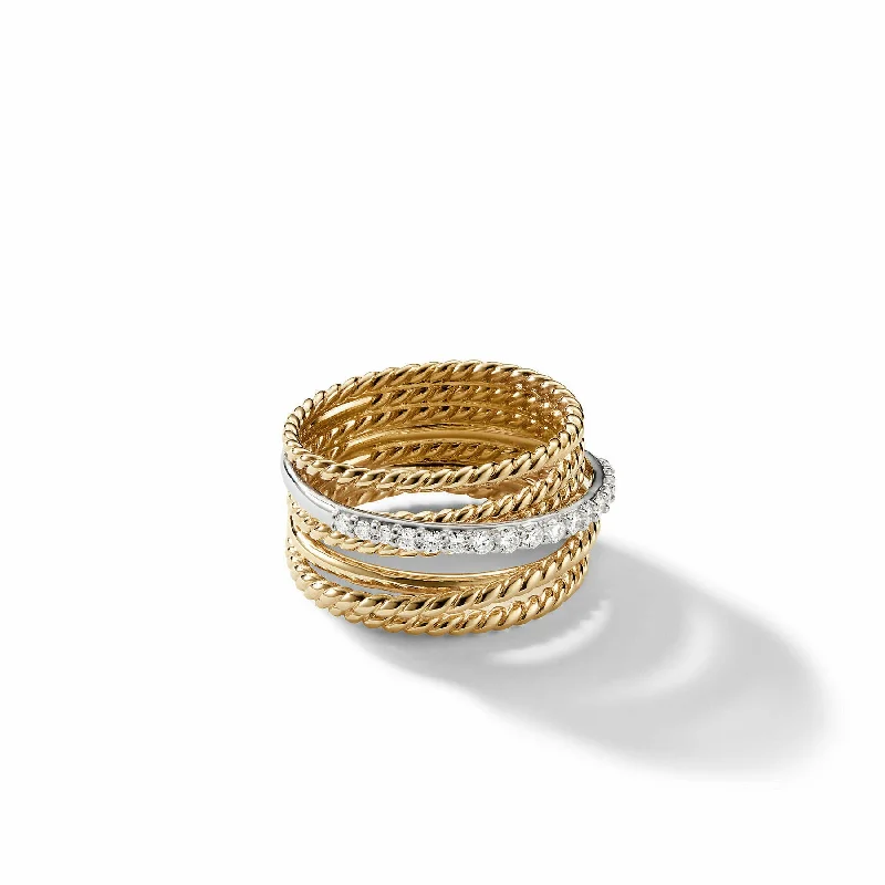 Rings with raw garnet stones for texture -David Yurman The Crossover® Collection Ring in 18-Karat Yellow Gold