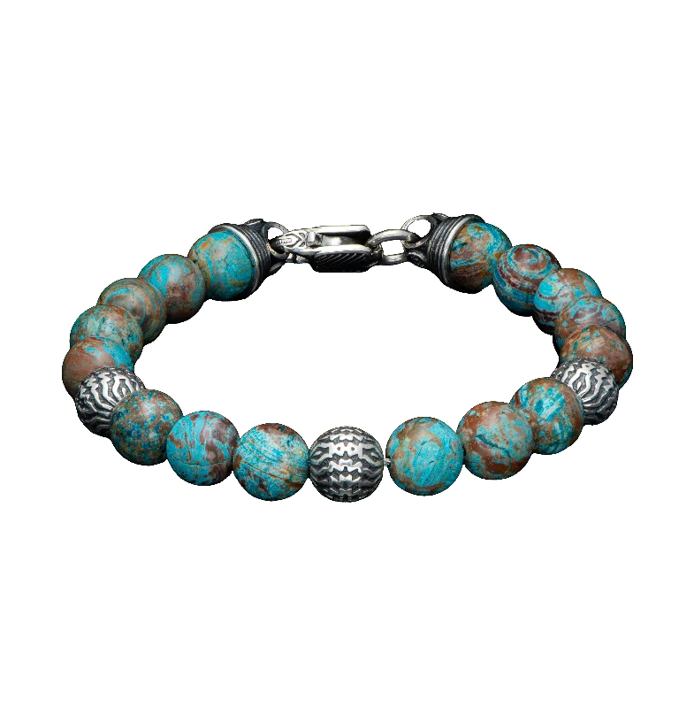 Bracelets with matte rose gold for subtlety -William Henry Seaside Blue Lace Agate Beaded Bracelet