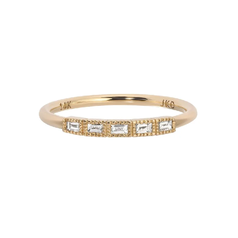 Rings with delicate filigree sapphire settings -Diamond Baguette Legato Ring