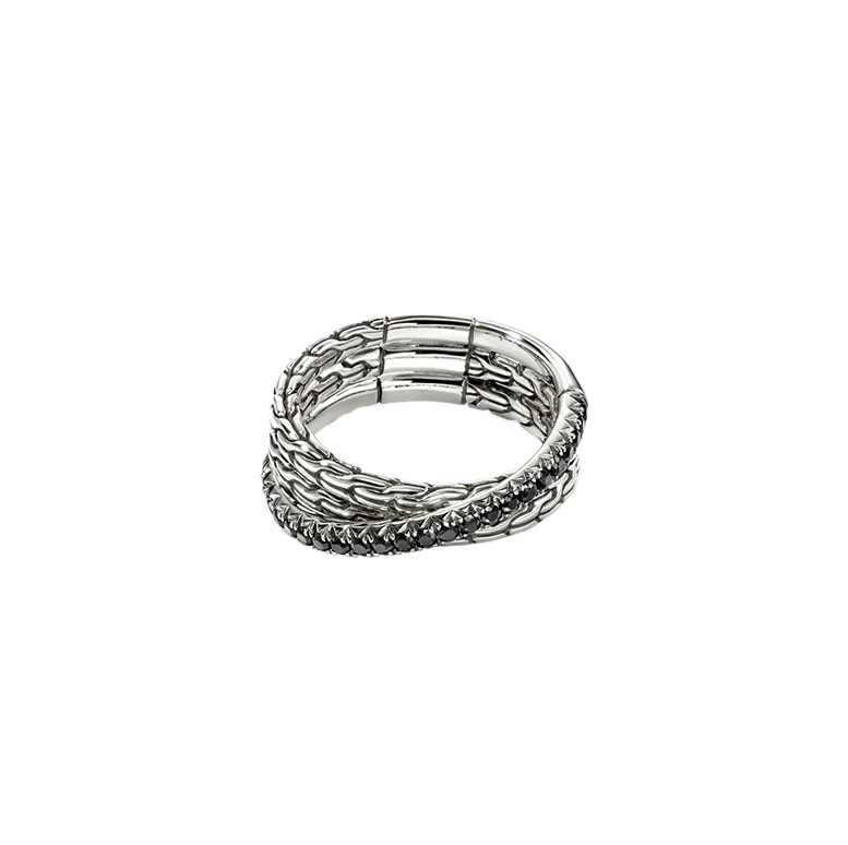 Rings with hematite for sleek metallic sheen -John Hardy Essentials Sterling Silver Treated Black Sapphire Crossover Ring