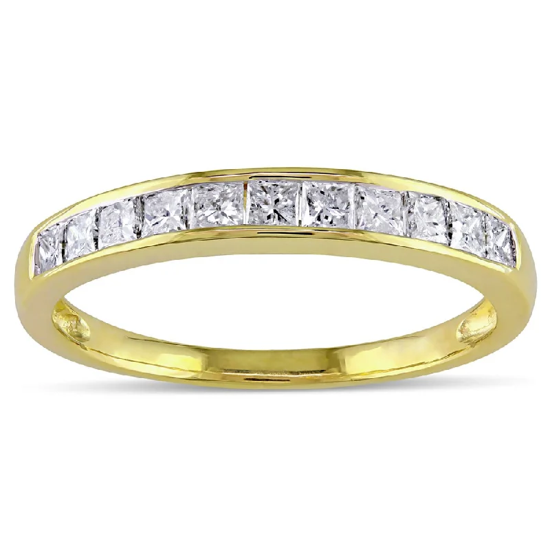 Rings with branch-inspired bands for organic -Miadora 14k Yellow Gold 1/2ct TDW Channel Diamond Wedding Band