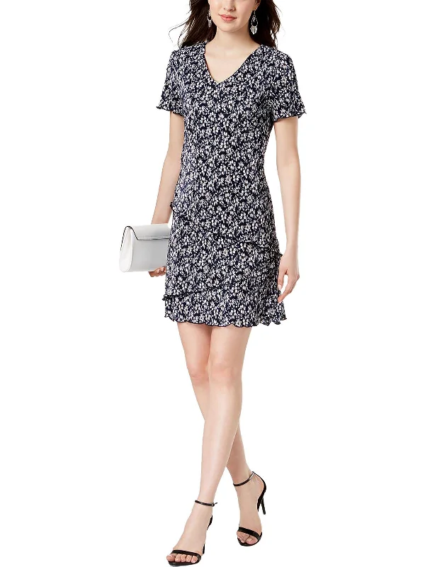 Office Dresses for Business -Petites Womens V-Neck Knee Shift Dress