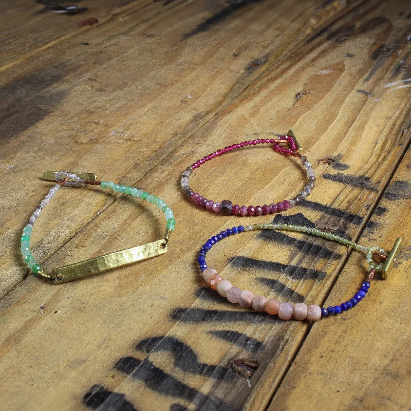 Bangles with tiger eye bands for warmth -NEW! Mixed Semi Precious Stone Bracelets by Eric Silva