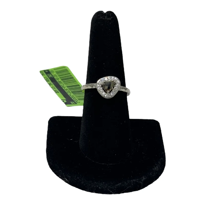 Rings with black diamond for striking contrast -Ring Sterling Silver   Size: 8.5