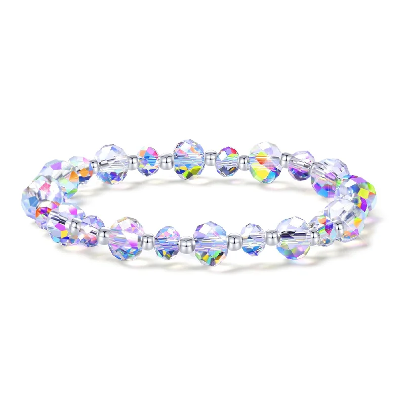 Bracelets with moonstone gems for mystic appeal -Wholesale Glass Beads Flower Ball Pink Crystal Cube Silver Spacer Beads Colorful Bracelet