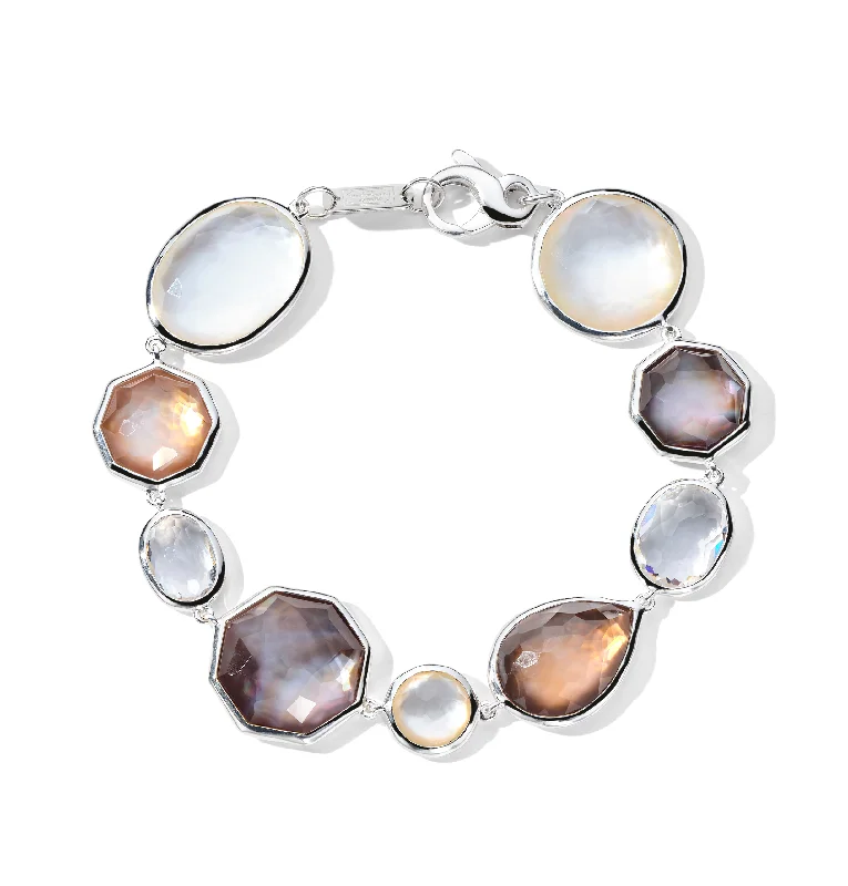 Bracelets with hematite for sleek metallic sheen -IPPOLITA Rock Candy Large Stone Row Flexible Bracelet in Sabbia