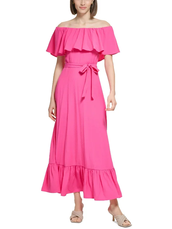 Tiered Dresses for Voluminous -Womens Crinkled Long Maxi Dress