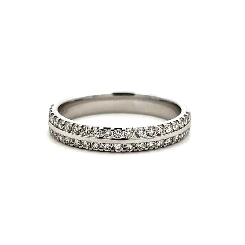 Rings with pave ruby for dazzling sparkle -14K White Gold 0.50ctw Double Row Diamond Wedding Band