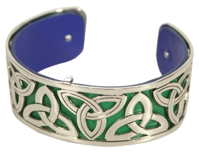 Bangles with twisted metal bands for flair -Irish Trinity Knot Leather Bracelet: Colorful and Fashionable