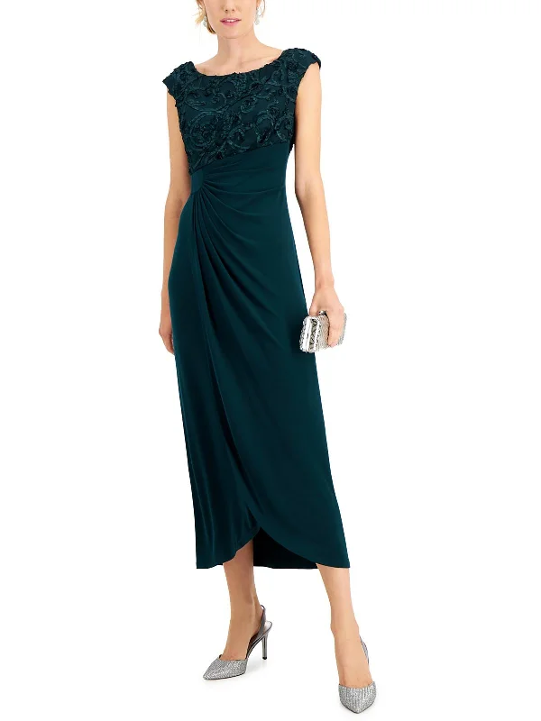 Solid Color Dresses for Simple -Petites Womens Cap Sleeve Maxi Evening Dress