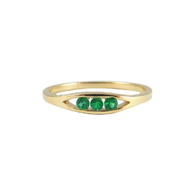 Rings with peacock ore for iridescent glow -Emerald Float Ring